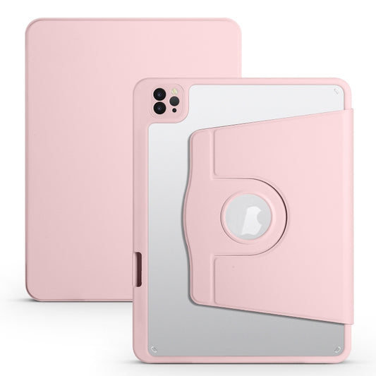 For iPad Pro 13 2024 Acrylic 360 Degree Rotation Holder Leather Tablet Case(Sand Pink) - iPad Pro 13 2024 Cases by buy2fix | Online Shopping UK | buy2fix