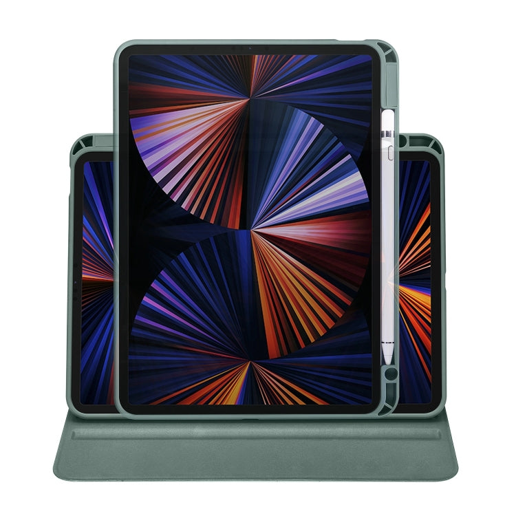 For iPad Pro 13 2024 Acrylic 360 Degree Rotation Holder Leather Tablet Case(Pine Green) - iPad Pro 13 2024 Cases by buy2fix | Online Shopping UK | buy2fix