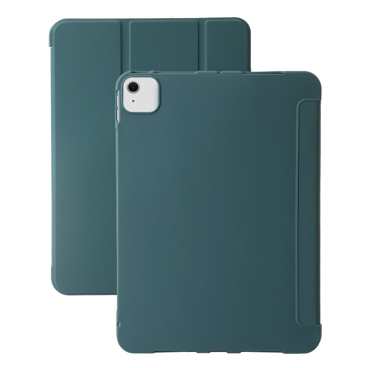 For iPad Air 11 2025 / 2024 Three-fold Holder Flip Tablet Leather Case(Dark Green) - iPad Air 11 2025 / 2024 Cases by buy2fix | Online Shopping UK | buy2fix