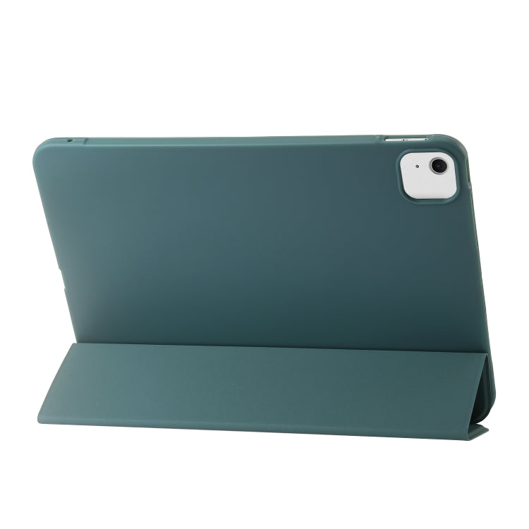 For iPad Air 11 2025 / 2024 Three-fold Holder Flip Tablet Leather Case(Dark Green) - iPad Air 11 2025 / 2024 Cases by buy2fix | Online Shopping UK | buy2fix