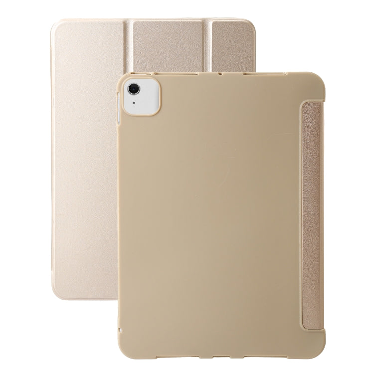 For iPad Air 11 2024 Three-fold Holder Flip Tablet Leather Case(Gold) - iPad Air 11 2024 Cases by buy2fix | Online Shopping UK | buy2fix