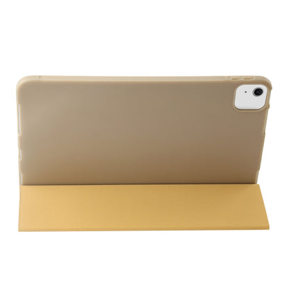 For iPad Air 11 2024 Three-fold Holder Flip Tablet Leather Case(Gold) - iPad Air 11 2024 Cases by buy2fix | Online Shopping UK | buy2fix