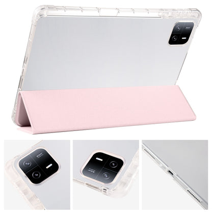 For iPad Pro 13 2024 3-fold Clear TPU Smart Leather Tablet Case with Pen Slot(Sand Pink) - iPad Pro 13 2024 Cases by buy2fix | Online Shopping UK | buy2fix