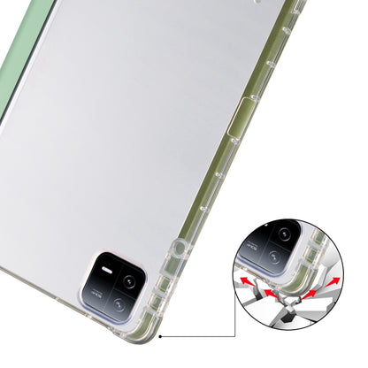 For iPad Pro 11 2024 3-fold Clear TPU Smart Leather Tablet Case with Pen Slot(Green) - iPad Pro 11 2024 Cases by buy2fix | Online Shopping UK | buy2fix