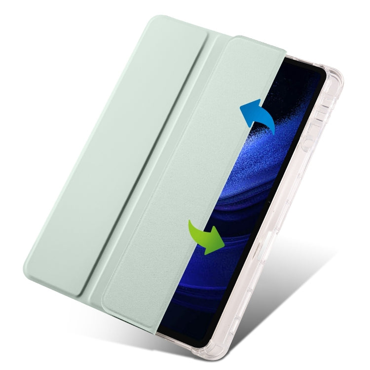 For iPad Air 11 2024 3-fold Clear TPU Smart Leather Tablet Case with Pen Slot(Light Green) - iPad Air 11 2024 Cases by buy2fix | Online Shopping UK | buy2fix