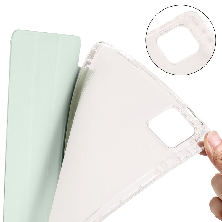 For iPad Air 13 2024 3-fold Clear TPU Smart Leather Tablet Case with Pen Slot(Light Green) - iPad Air 13 2024 Cases by buy2fix | Online Shopping UK | buy2fix