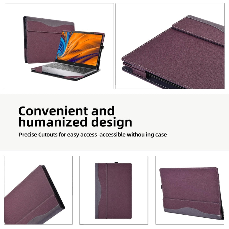 For HP Laptop 14s-dp / 14-dk / 14s-dk Leather Laptop Shockproof Protective Case(Wine Red) - Screen & Keyboard Cover by buy2fix | Online Shopping UK | buy2fix