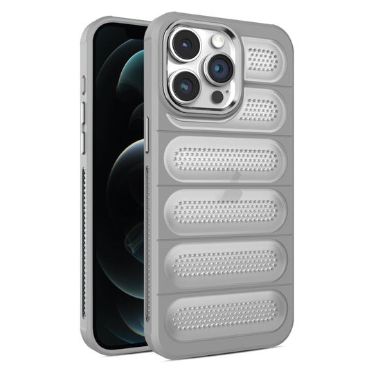 For iPhone 12 Pro Max Cooling Armor Translucent Mesh Breathable Phone Case(Grey) - iPhone 12 Pro Max Cases by buy2fix | Online Shopping UK | buy2fix