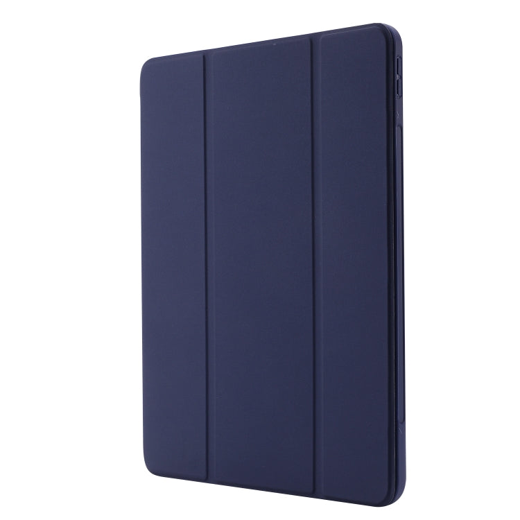 For iPad Pro 11 2024 Skin Feel Tri-fold Leather Tablet Case with Pen Slot(Dark Blue) - iPad Pro 11 2024 Cases by buy2fix | Online Shopping UK | buy2fix