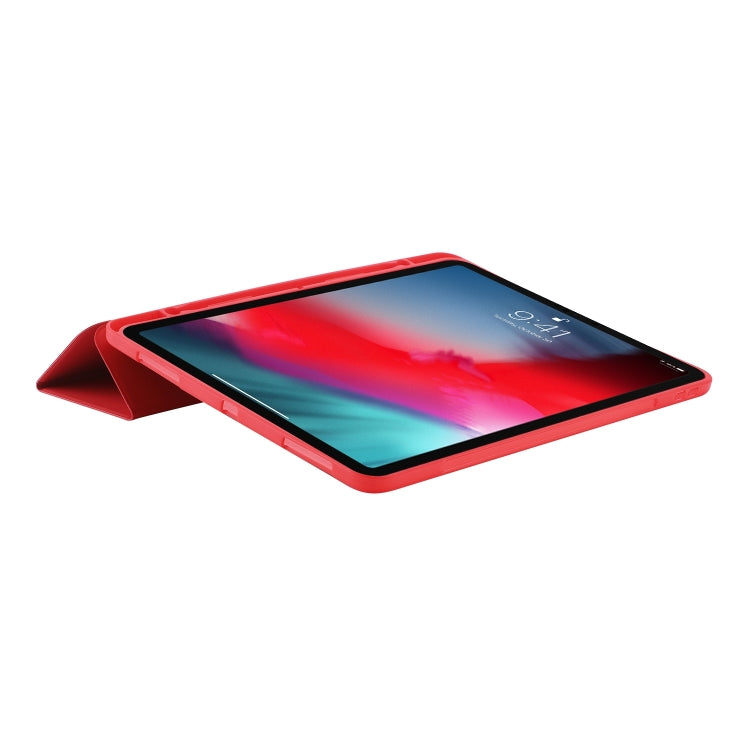 For iPad Pro 11 2024 Skin Feel Tri-fold Leather Tablet Case with Pen Slot(Red) - iPad Pro 11 2024 Cases by buy2fix | Online Shopping UK | buy2fix