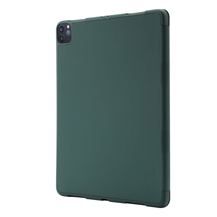 For iPad Air 11 2024 Skin Feel Tri-fold Leather Tablet Case with Pen Slot(Dark Green) - iPad Air 11 2024 Cases by buy2fix | Online Shopping UK | buy2fix