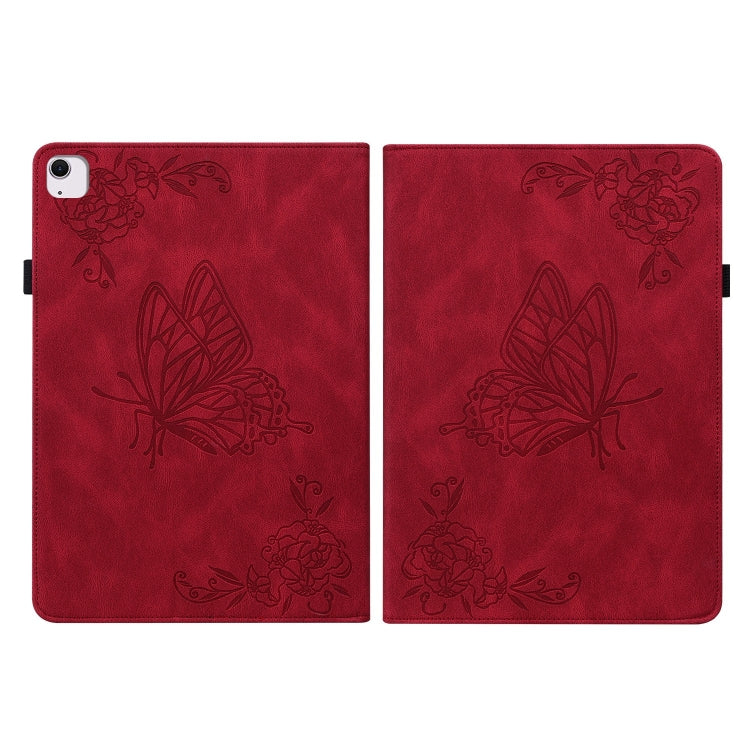 For iPad Air 11 2024 Butterfly Flower Embossed Leather Tablet Case(Red) - iPad Air 11 2024 Cases by buy2fix | Online Shopping UK | buy2fix