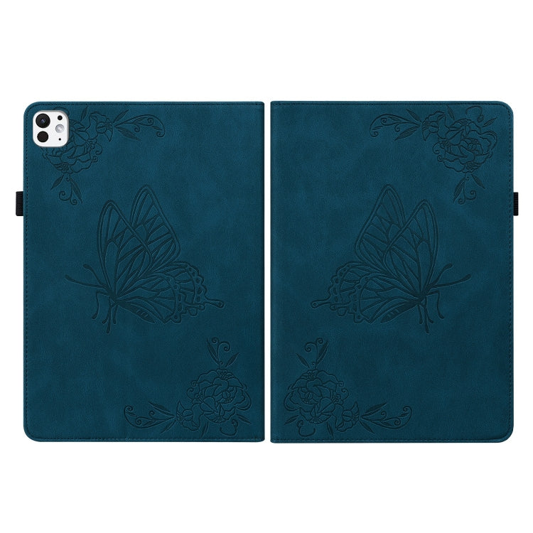 For iPad Pro 11 2024 Butterfly Flower Embossed Leather Tablet Case(Blue) - iPad Pro 11 2024 Cases by buy2fix | Online Shopping UK | buy2fix