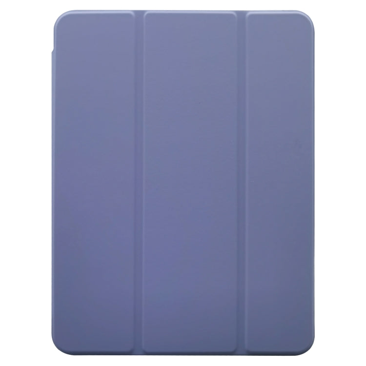 For iPad Pro 11 2024 3-folding Electric Pressed Skin Texture Leather Tablet Case(Lavender) - iPad Pro 11 2024 Cases by buy2fix | Online Shopping UK | buy2fix