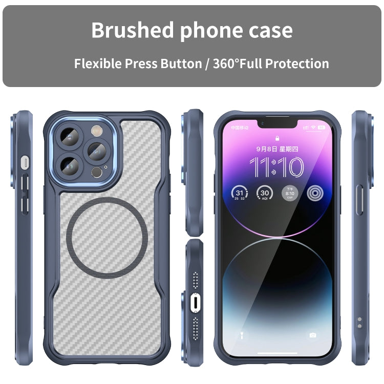 For iPhone 15 Pro Max Carbon Fiber Texture MagSafe Translucent Phone Case(Blue) - iPhone 15 Pro Max Cases by buy2fix | Online Shopping UK | buy2fix