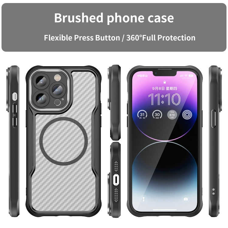 For iPhone 14 Pro Carbon Fiber Texture MagSafe Translucent Phone Case(Black) - iPhone 14 Pro Cases by buy2fix | Online Shopping UK | buy2fix