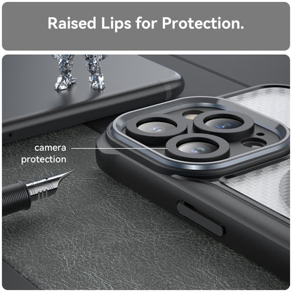 For iPhone 14 Pro Carbon Fiber Texture MagSafe Translucent Phone Case(Black) - iPhone 14 Pro Cases by buy2fix | Online Shopping UK | buy2fix