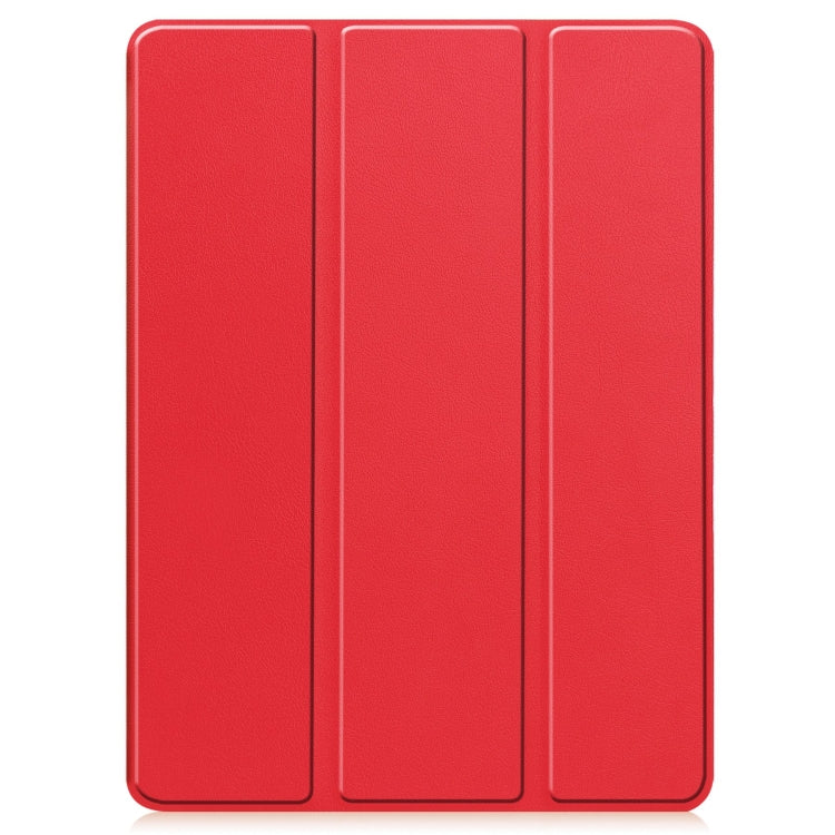 For iPad Pro 11 2024 Custer TPU Pure Color 3-Fold Holder Smart Leather Tablet Case with Pen Tray(Red) - iPad Pro 11 2024 Cases by buy2fix | Online Shopping UK | buy2fix