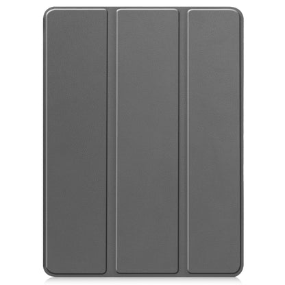 For iPad Pro 11 2024 Custer TPU Pure Color 3-Fold Holder Smart Leather Tablet Case with Pen Tray(Grey) - iPad Pro 11 2024 Cases by buy2fix | Online Shopping UK | buy2fix