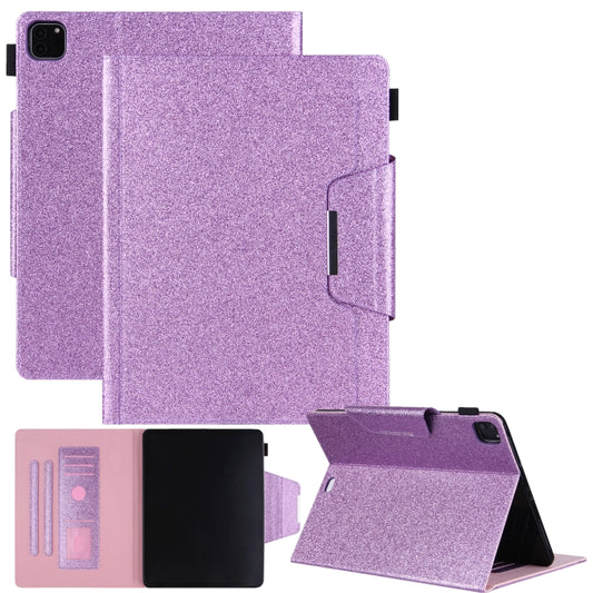 For iPad Pro 11 2024 Glitter Metal Buckle Leather Smart Tablet Case(Purple) - iPad Pro 11 2024 Cases by buy2fix | Online Shopping UK | buy2fix