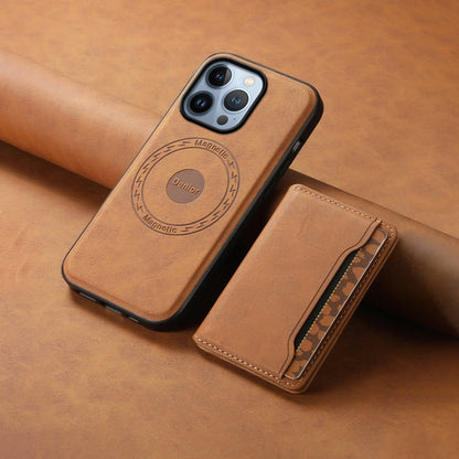 For iPhone 13 Pro Denior D13 Retro Texture Leather MagSafe Card Bag Phone Case(Brown) - iPhone 13 Pro Cases by Denior | Online Shopping UK | buy2fix