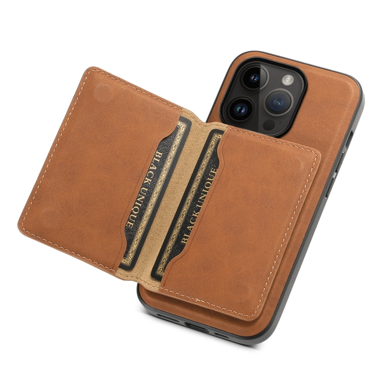 For iPhone 14 Pro Denior D13 Retro Texture Leather MagSafe Card Bag Phone Case(Brown) - iPhone 14 Pro Cases by Denior | Online Shopping UK | buy2fix