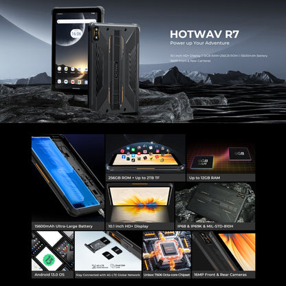 [HK Warehouse] HOTWAV Tab R7 Rugged Tablet, 6GB+256GB, 10.1 inch Android 13 Unisoc Tiger T606 Octa Core 4G Network, Global Version with Google Play(Black Orange) - Other by HOTWAV | Online Shopping UK | buy2fix