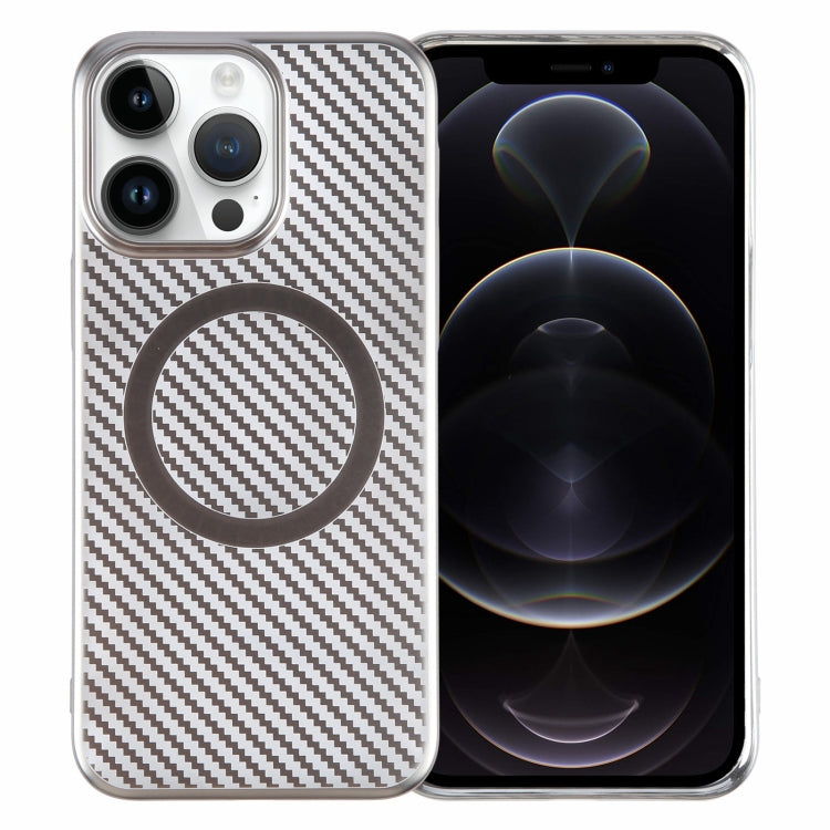 For iPhone 12 Pro 6D Plated Carbon Fiber Clear Magsafe PC Phone Case(Titanium Grey) - iPhone 12 / 12 Pro Cases by buy2fix | Online Shopping UK | buy2fix