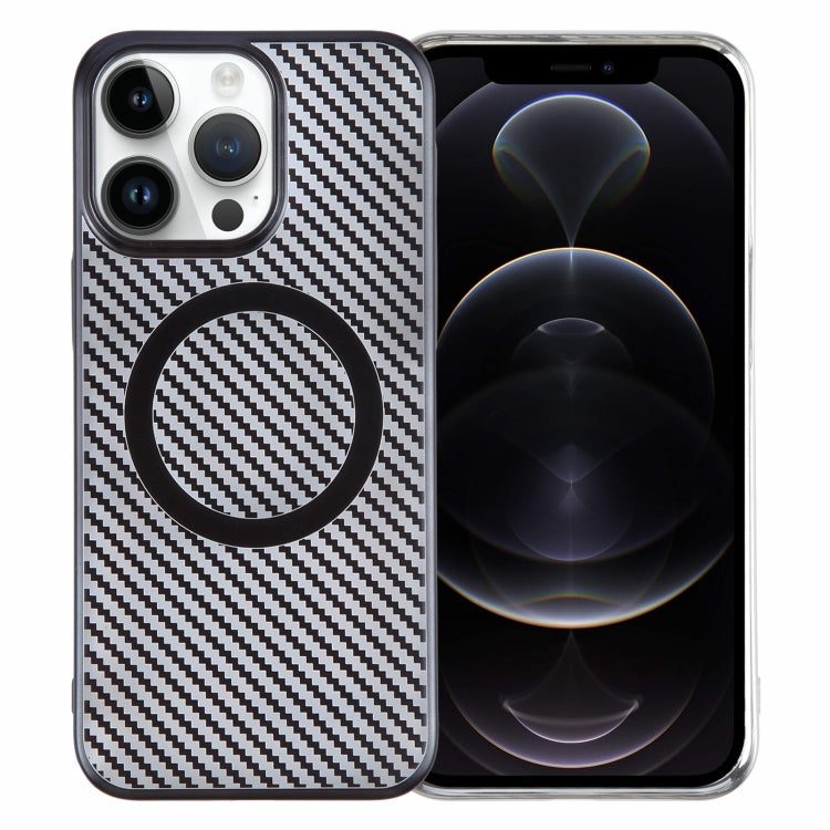 For iPhone 12 Pro 6D Plated Carbon Fiber Clear Magsafe PC Phone Case(Starry Black) - iPhone 12 / 12 Pro Cases by buy2fix | Online Shopping UK | buy2fix