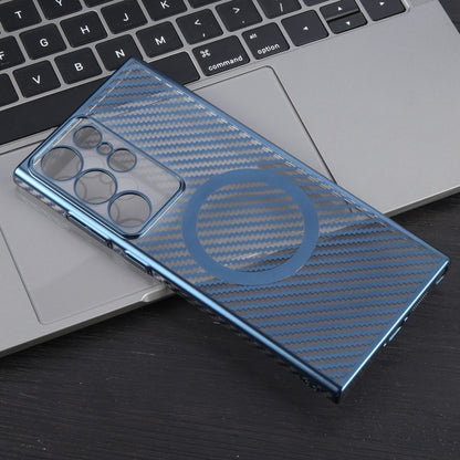 For Samsung Galaxy S22 Ultra 5G 6D Plated Carbon Fiber Clear Magsafe PC Phone Case(Dream Blue) - Galaxy S22 Ultra 5G Cases by buy2fix | Online Shopping UK | buy2fix