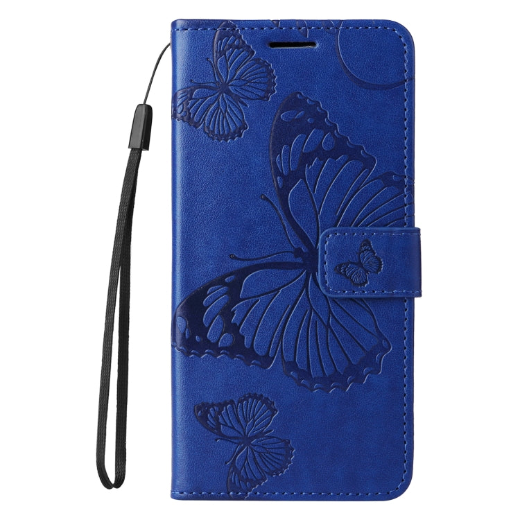 For iPhone 16 3D Butterfly Embossed Pattern Flip Leather Phone Case(Blue) - iPhone 16 Cases by buy2fix | Online Shopping UK | buy2fix