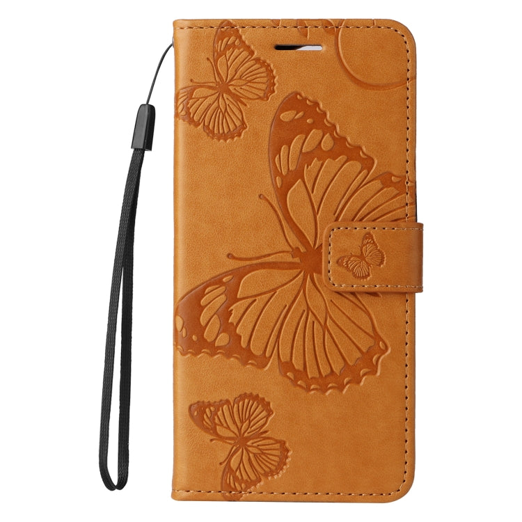 For iPhone 16 Plus 3D Butterfly Embossed Pattern Flip Leather Phone Case(Yellow) - iPhone 16 Plus Cases by buy2fix | Online Shopping UK | buy2fix