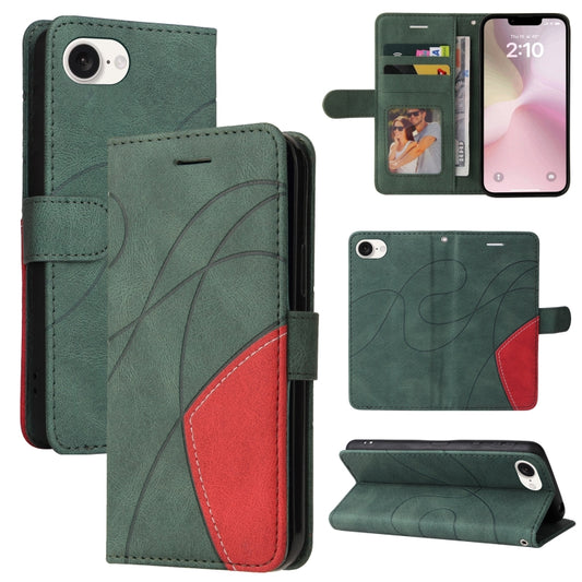 For iPhone SE 2024 Dual-color Splicing Flip Leather Phone Case(Green) - More iPhone Cases by buy2fix | Online Shopping UK | buy2fix