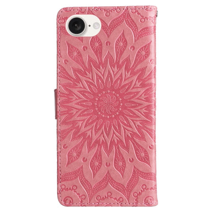 For iPhone SE 2024 Embossed Sunflower Pattern Flip Leather Phone Case(Pink) - More iPhone Cases by buy2fix | Online Shopping UK | buy2fix