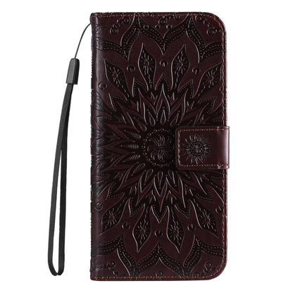 For iPhone 16 Pro Max Embossed Sunflower Pattern Flip Leather Phone Case(Brown) - iPhone 16 Pro Max Cases by buy2fix | Online Shopping UK | buy2fix