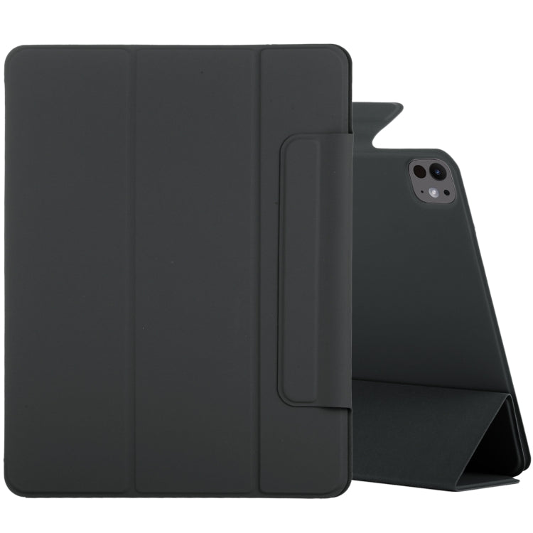 For iPad Pro 13 2024 Double-sided Clip Fixed Buckle Magnetic PU Leather Smart Tablet Case(Black) - iPad Pro 13 2024 Cases by buy2fix | Online Shopping UK | buy2fix