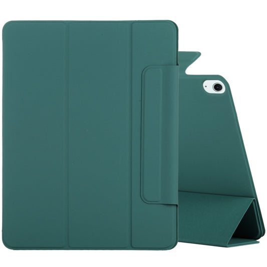 For iPad Air 11 2024 Double-sided Clip Fixed Buckle Magnetic PU Leather Smart Tablet Case(Dark Green) - iPad Air 11 2024 Cases by buy2fix | Online Shopping UK | buy2fix