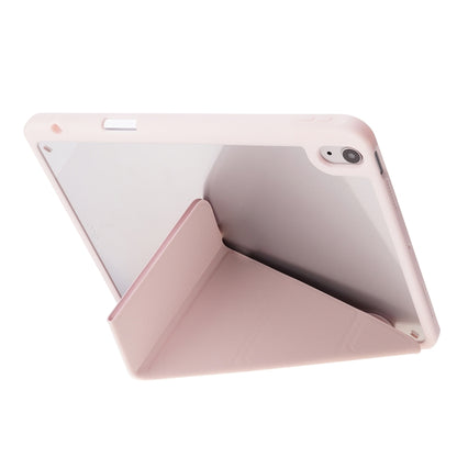 For iPad Air 11 2024 Deformation Transparent Acrylic Leather Tablet Case(Pink) - iPad Air 11 2024 Cases by buy2fix | Online Shopping UK | buy2fix