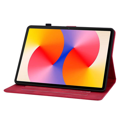 For Huawei MatePad SE 11 2024 Lily Embossed Leather Tablet Case(Red) - Huawei by buy2fix | Online Shopping UK | buy2fix