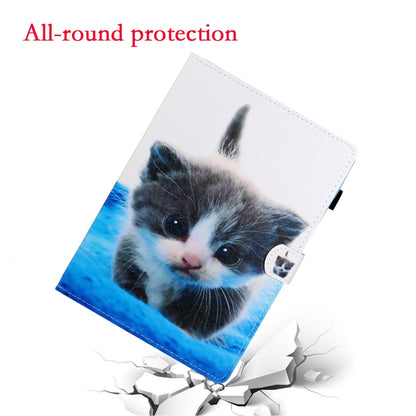 For iPad Pro 11 2024 Coloured Drawing Stitching Smart Leather Tablet Case(Blue White Cat) - iPad Pro 11 2024 Cases by buy2fix | Online Shopping UK | buy2fix