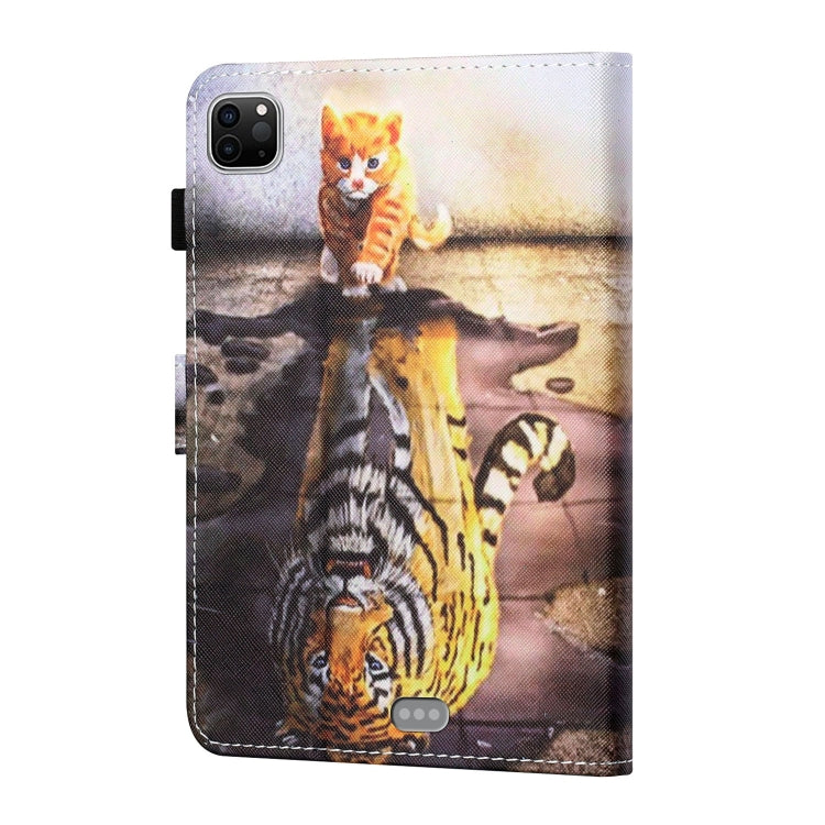 For iPad Pro 11 2024 Coloured Drawing Stitching Smart Leather Tablet Case(Cat and Tiger) - iPad Pro 11 2024 Cases by buy2fix | Online Shopping UK | buy2fix