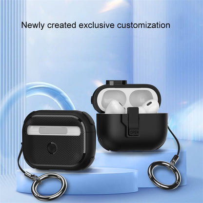 For AirPods Pro 2 Mechanical Switch Lock Bluetooth Earphone Protective Case(Black) - For AirPods Pro 2 by buy2fix | Online Shopping UK | buy2fix