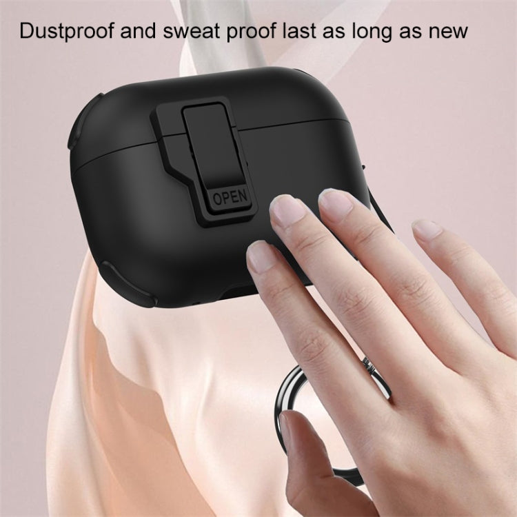 For AirPods Pro 2 Mechanical Switch Lock Bluetooth Earphone Protective Case(Black) - For AirPods Pro 2 by buy2fix | Online Shopping UK | buy2fix