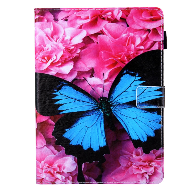 For iPad Pro 11 2024 Colored Drawing Leather Smart Tablet Case(Red Flower Blue Butterfly) - iPad Pro 11 2024 Cases by buy2fix | Online Shopping UK | buy2fix