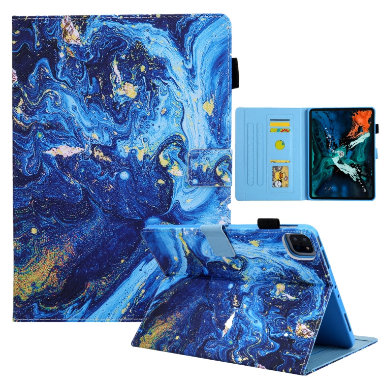 For iPad Pro 11 2024 Colored Drawing Leather Smart Tablet Case(Blue Gold) - iPad Pro 11 2024 Cases by buy2fix | Online Shopping UK | buy2fix