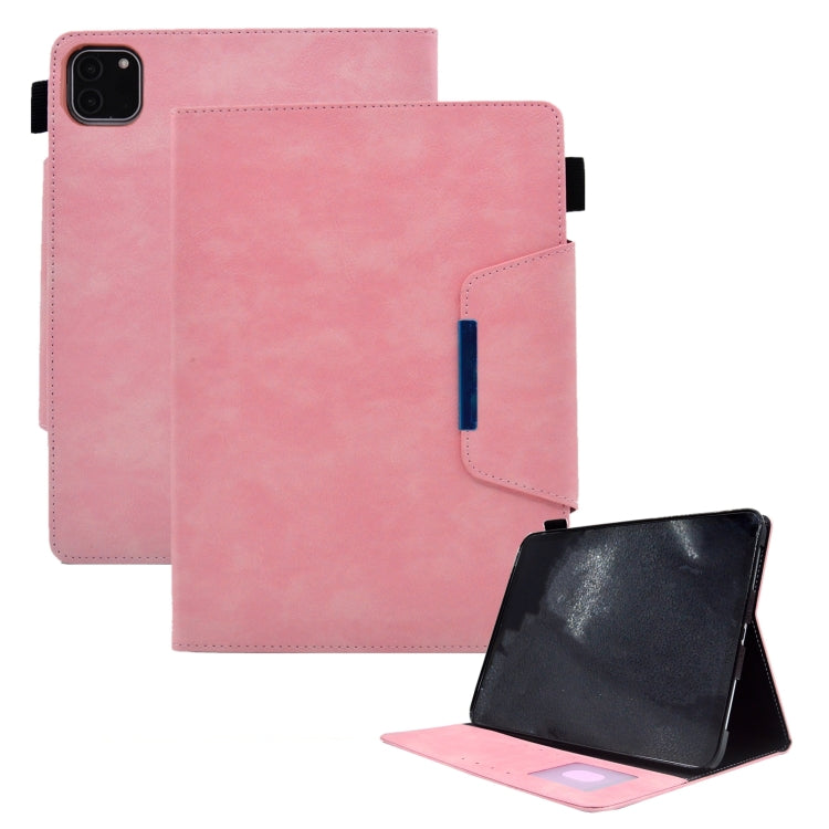 For iPad Pro 11 2024 Suede Cross Texture Magnetic Clasp Leather Smart Tablet Case(Pink) - iPad Pro 11 2024 Cases by buy2fix | Online Shopping UK | buy2fix