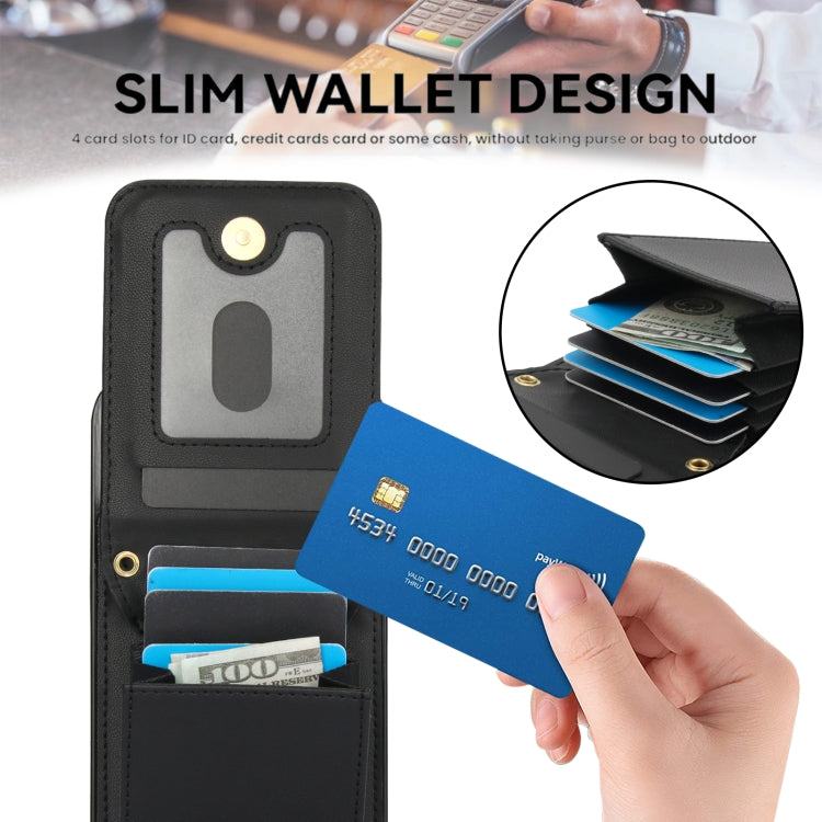 For iPhone 16 YM015 Crossbody Rhombic Card Bag RFID Phone Case(Black) - iPhone 16 Cases by buy2fix | Online Shopping UK | buy2fix