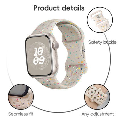 For Apple Watch Series 2 38mm Hole Style Butterfly Buckle Camouflage Silicone Watch Band(Starlight Color) - Watch Bands by buy2fix | Online Shopping UK | buy2fix