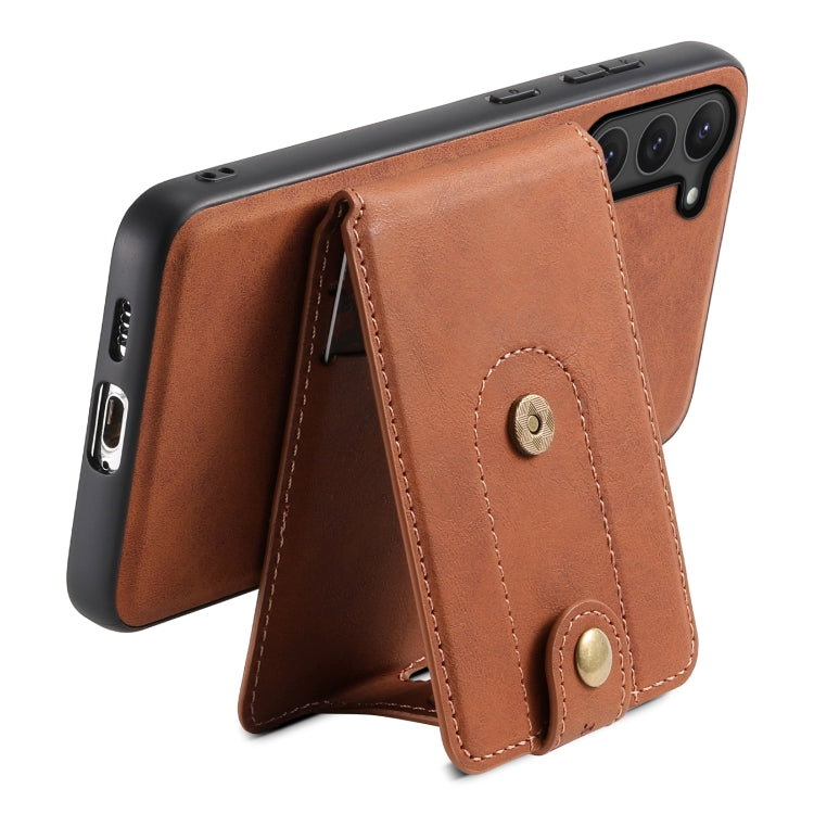 For Samsung Galaxy S23 5G Denior D14 NK Retro Pattern MagSafe Magnetic Card Holder Leather Phone Case(Brown) - Galaxy S23 5G Cases by Denior | Online Shopping UK | buy2fix