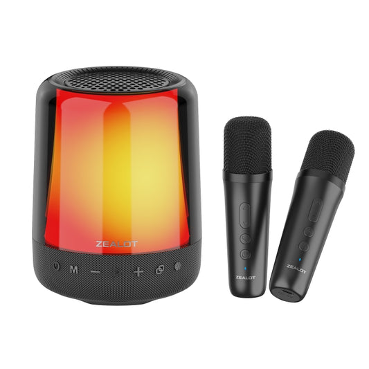 Zealot S66M RGB Rhythmic Light Karaoke Wireless Speaker, Style:Dual Mic(Black) - Desktop Speaker by ZEALOT | Online Shopping UK | buy2fix